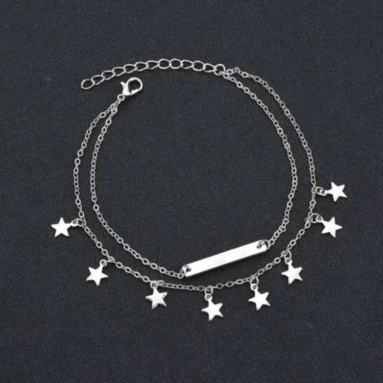 925 Sterling Silver Double Layer Custom Bar Name Anklet