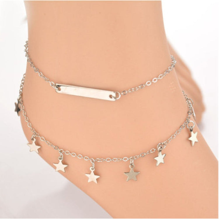 925 Sterling Silver Double Layer Custom Bar Name Anklet