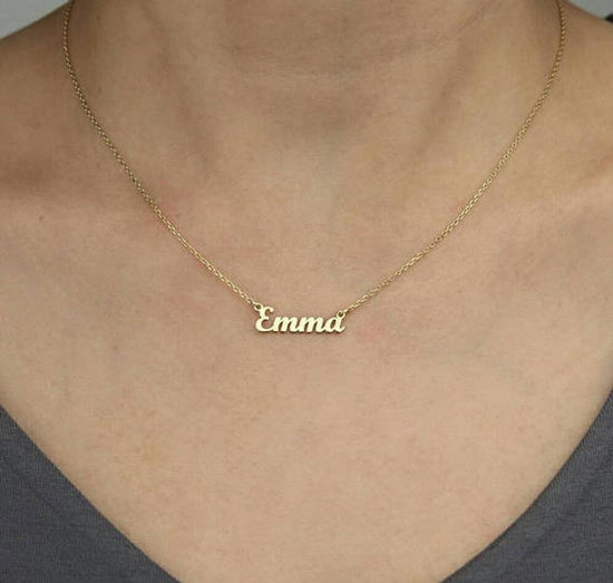 925 Sterling Silver Tiny Gold Personalized Emma Name Necklace Nameplate Necklace - onlyone