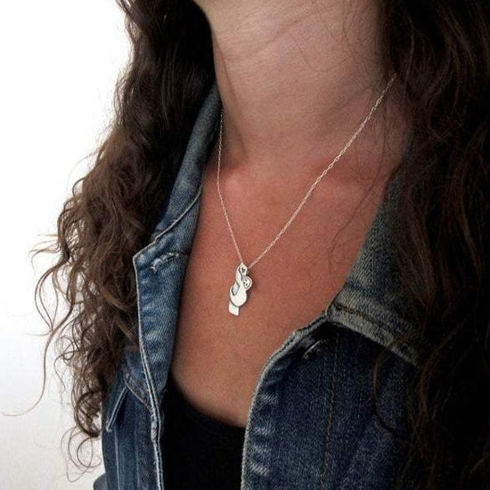 925 Sterling Silver Tree Sloth Necklace - Silver Sloth Pendant - onlyone