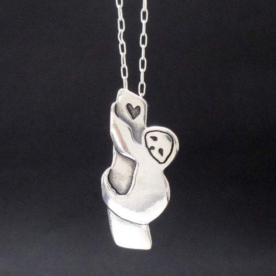 925 Sterling Silver Tree Sloth Necklace - Silver Sloth Pendant - onlyone