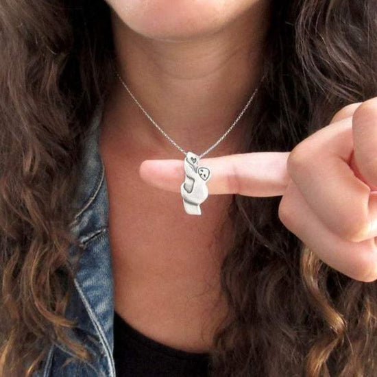 925 Sterling Silver Tree Sloth Necklace - Silver Sloth Pendant - onlyone