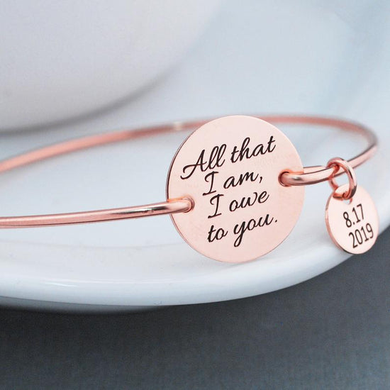 Mother of the Bride Gift, All That I Am I Owe to You Bracelet, Gift for Mother of the Bride for Wedding, Gift for Mom Bracelet - onlyone
