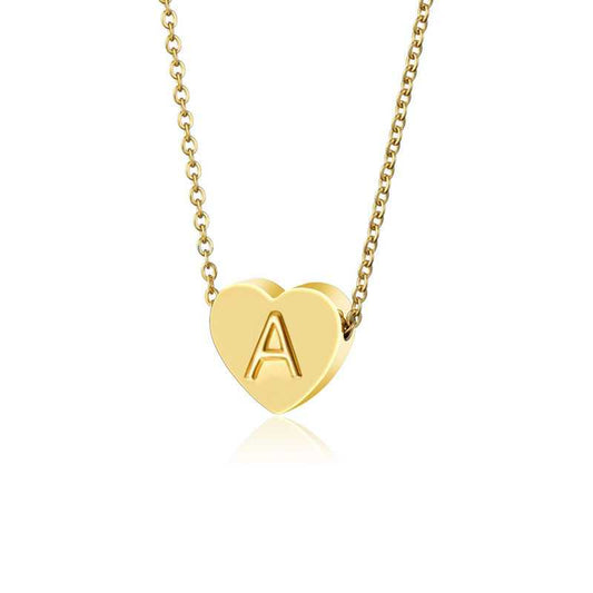 925 Sterling Silver Tiny Heart Initial Necklace Personalized Letter Pendant Necklace - onlyone
