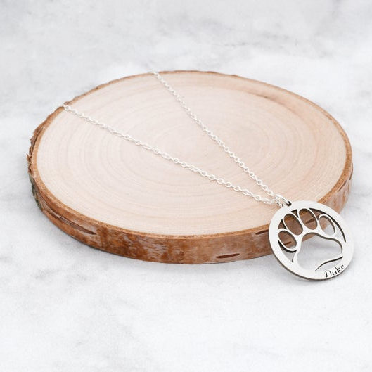 925 Sterling Silver Dog Paw Hollowed-Out Necklace, Gift For Pet Lover - onlyone