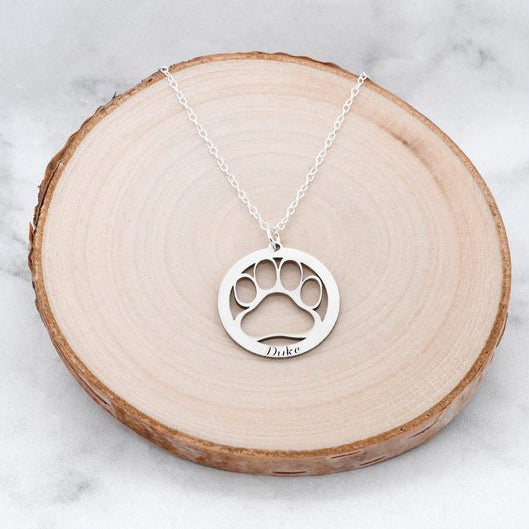 925 Sterling Silver Dog Paw Hollowed-Out Necklace, Gift For Pet Lover - onlyone