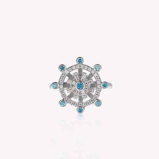 925 Sterling Silver Rotatable Cubic Diamond Snowflake Ring Adjustable Ring - onlyone