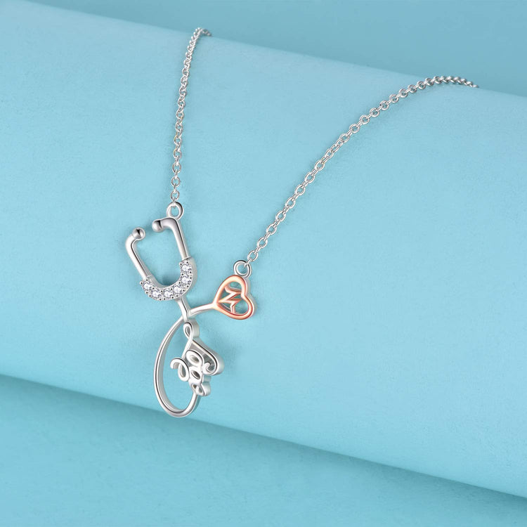 925 Sterling Silver Stethoscope Necklace