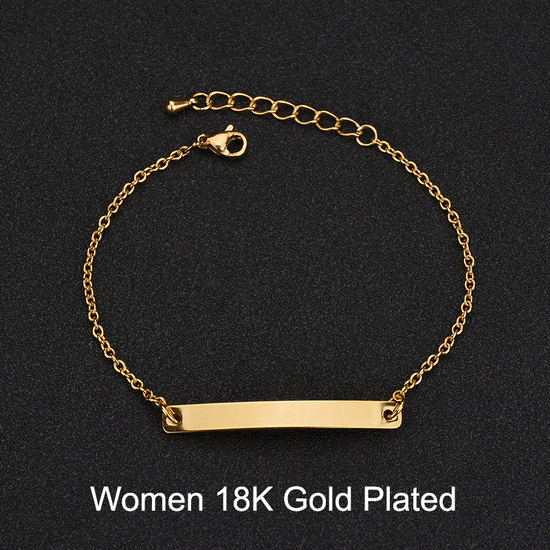 925 Sterling Silver Customized Engraving Nameplate Couple Bracelet Set - onlyone
