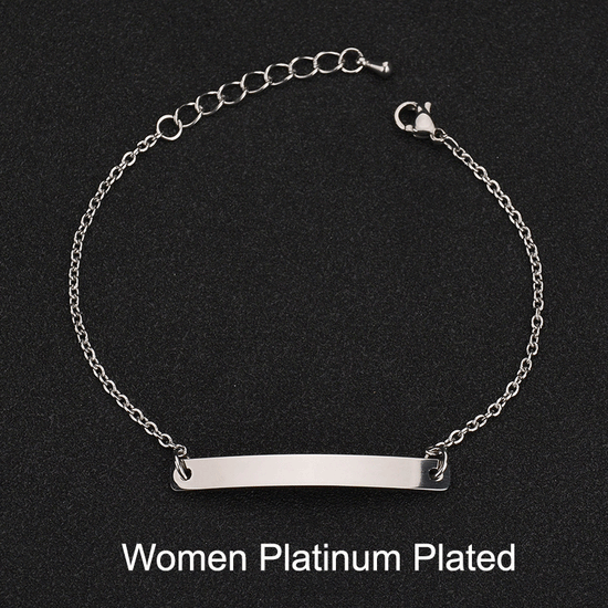 925 Sterling Silver Customized Engraving Nameplate Couple Bracelet Set - onlyone